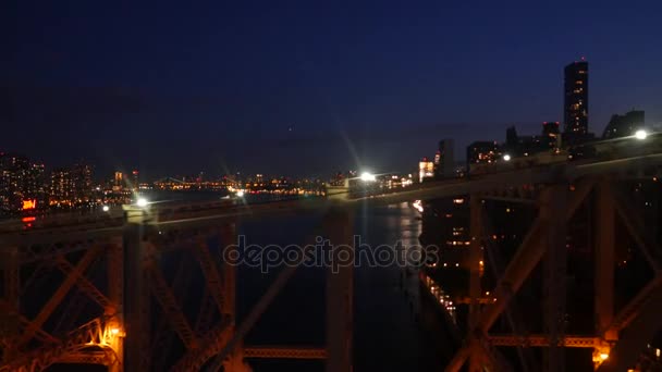 Illuminated bridge and city — Stock Video