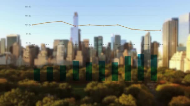 Panoramę miasta z wykresów biznesowych — Wideo stockowe