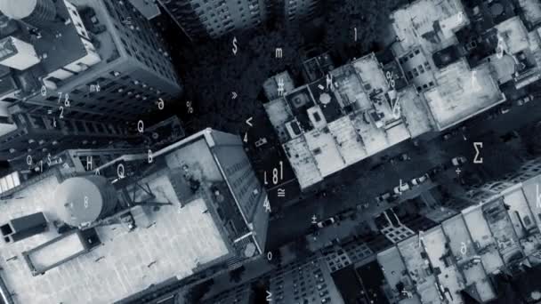 Números de fluxo de dados relacionados com a paisagem urbana — Vídeo de Stock