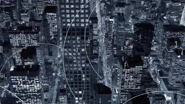 城市商务区与数据流动数字 — 图库视频影像