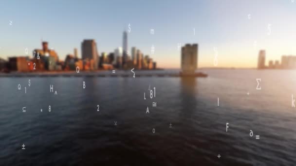 城市商务区与数据流动数字 — 图库视频影像