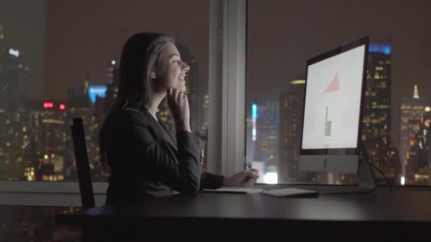 Geschäftsfrau arbeitet am Computer am Schreibtisch — Stockvideo