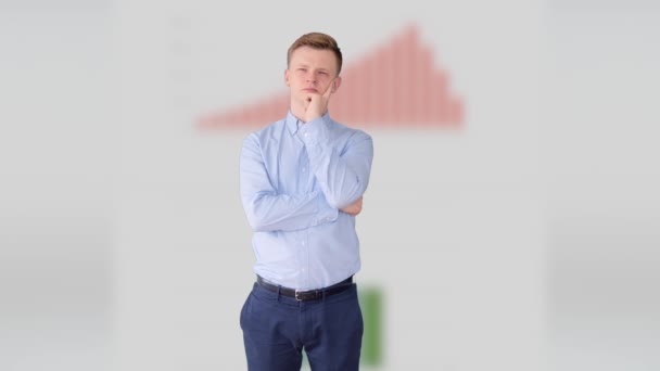 仮想データ ストリーム数を分析ビジネスの男性 — ストック動画