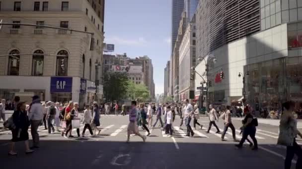 People crossing street in the city — Stock Video