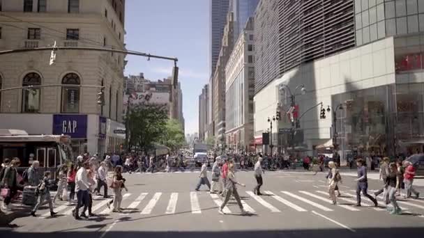 People crossing street in the city — Stock Video