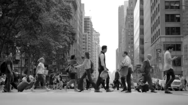 People crossing street in the city — Stock Video