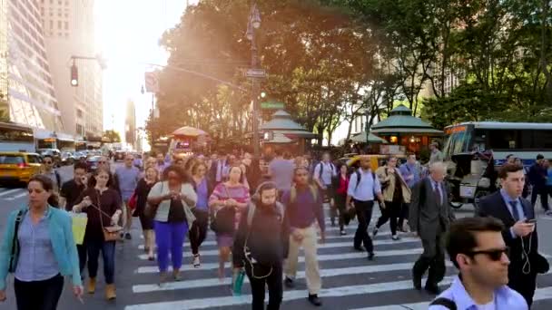Oameni care traversează strada în oraș — Videoclip de stoc