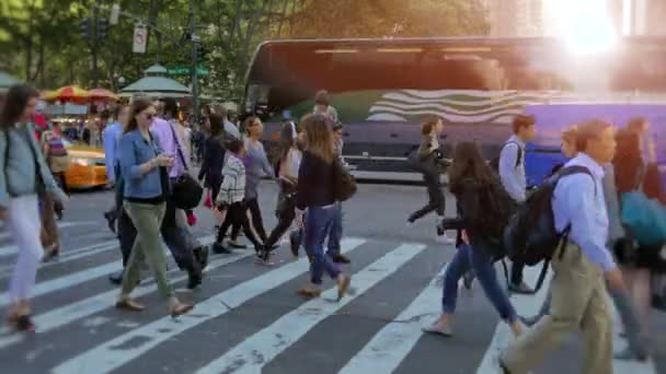 Gente cruzando calle en la ciudad — Vídeo de stock