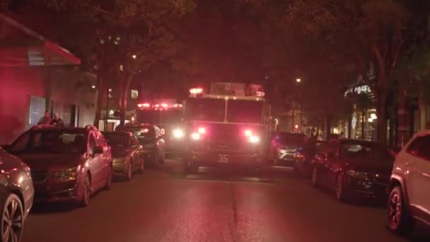 Fire trucks  on street — Stock Video