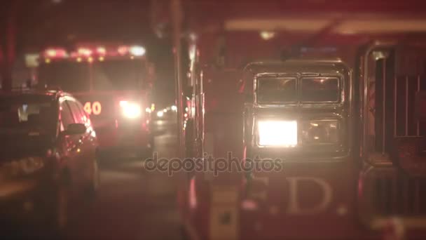 Fire trucks  on street — Stock Video