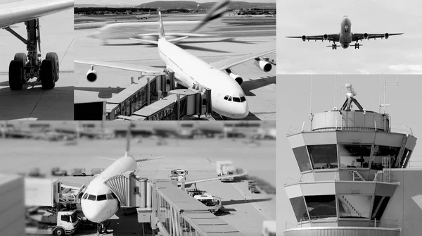 Collage con foto dell'aeroporto — Foto Stock