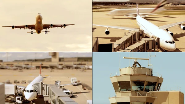 Collage avec photos de l'aéroport — Photo