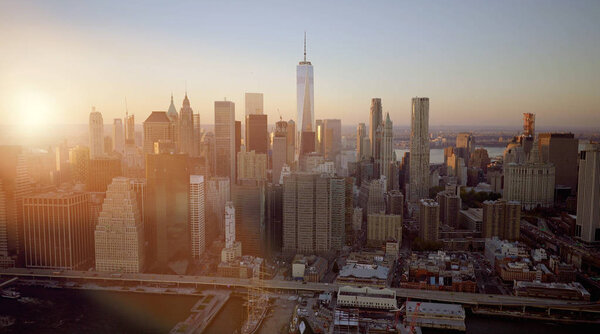 Beautiful new york cityscape on sunset