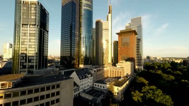 City business district och skyskrapa byggnader — Stockvideo