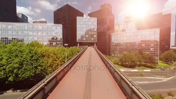 Cidade distrito de negócios e arranha-céus edifícios — Vídeo de Stock