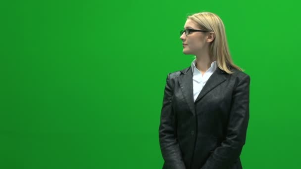 Blond business woman in suit — Stock Video