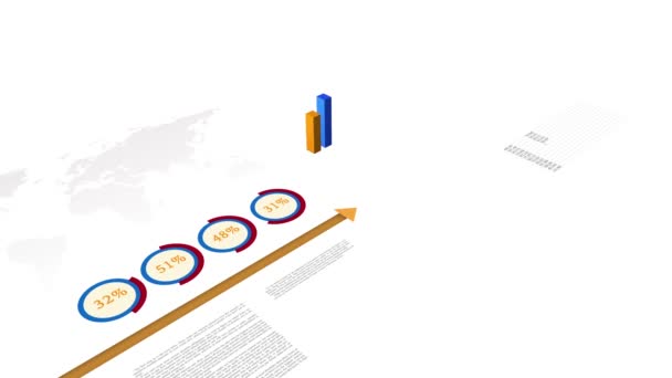 Colorful Animation Sales Data Charts Showing Financial Business Network Black — Stock Video