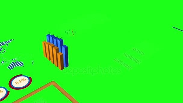 Animação Gráficos Dados Vendas Mostrando Rede Negócios Financeiros Mapa Mundo — Vídeo de Stock