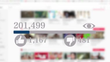 video sayaç için arka plan üzerinde bulanık web sayfası ile 1 milyon sayısı hızla artan Close-Up 