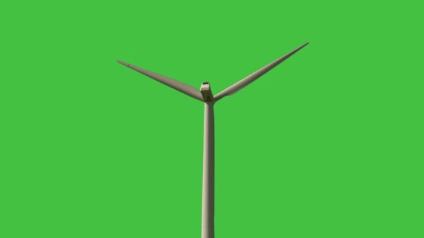 Éolienne Turbine Tournant Sur Fond Vert — Video