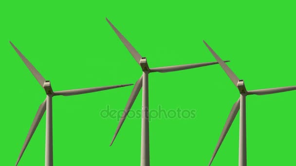 緑の背景を回して風力タービン — ストック動画