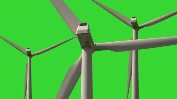 Turbinas Eólicas Girando Sobre Fondo Verde — Vídeos de Stock