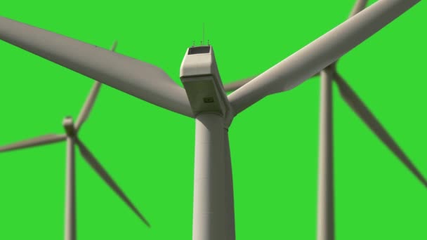 Turbinas Eólicas Girando Fundo Verde — Vídeo de Stock
