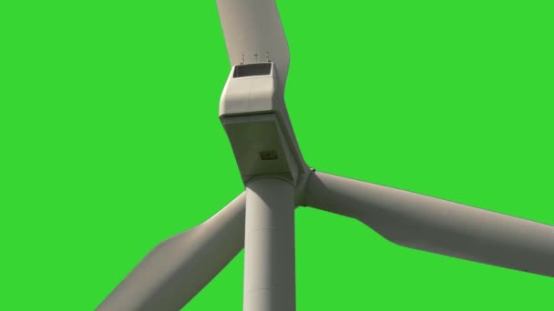 Éolienne Tournant Sur Fond Vert Gros Plan — Video