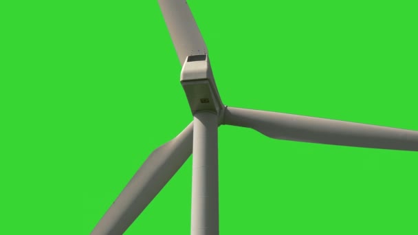 Wind Turbine Turning Green Background Close — Stock Video