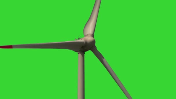 Yeşil Arka Plan Üzerinde Dönüm Türbin Rüzgar Yakın Çekim — Stok video