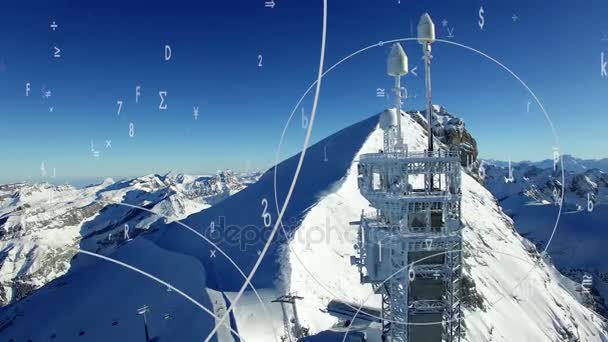 Antena Radio Las Altas Montañas Invierno Día Soleado — Vídeo de stock