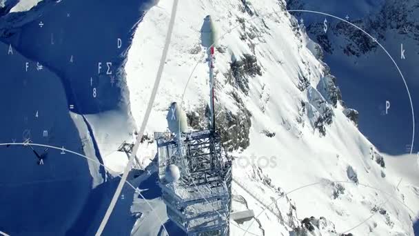 Radioantenne Hochgebirge Einem Sonnigen Wintertag — Stockvideo