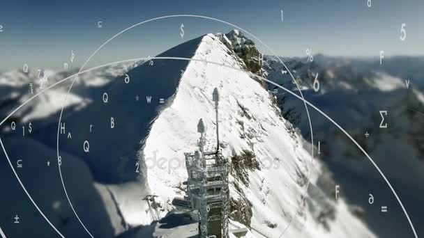 Antena Rádio Altas Montanhas Dia Ensolarado Inverno — Vídeo de Stock