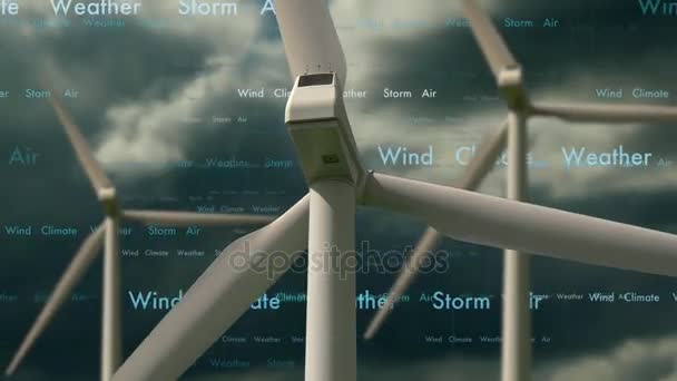 Ανεμογεννήτριες Γυρίζοντας Εφέ Βίντεο Cloudscape Φόντο — Αρχείο Βίντεο