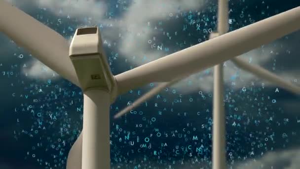 Windturbines Draaien Met Video Effecten Cloudscape Achtergrond — Stockvideo