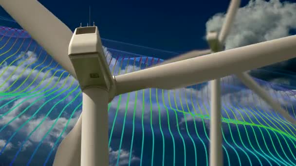 风力涡轮机在 Cloudscape 背景下的视频效果 — 图库视频影像