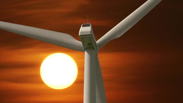 Wind Turbine Turning Sunset Background — Stock Video