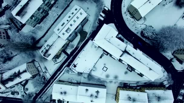 Vista Aérea Casas Cidade Estação Inverno — Vídeo de Stock