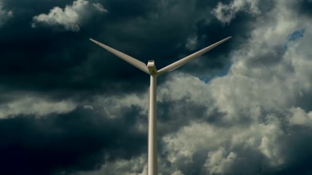 Wind Turbine Turning Cloudscape Background — Stock Video