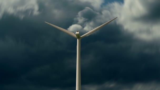 Wind Turbine Turning Cloudscape Background — Stock Video