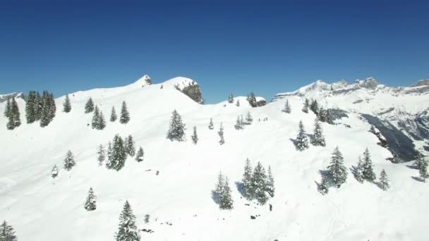 Paisaje de montaña cubierto de nieve intacta — Vídeos de Stock