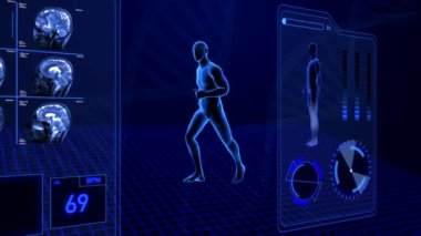 Koşan adamın sağlığının dijital şablonu