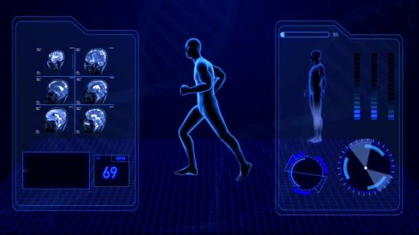 Digitální Šablona Zdraví Běžícího Člověka — Stock video