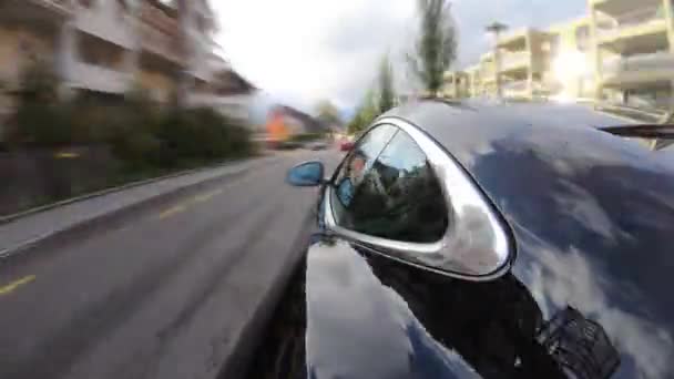 Tijd Verstrijken Van Auto Rijden Weg Van Stad — Stockvideo