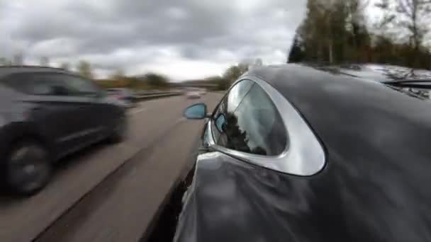 Tijd Verstrijken Van Auto Rijden Snelweg — Stockvideo