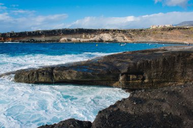 Adeje el Puertito. Tenerife. İspanya. Tenerife 'nin güneyindeki körfez.
