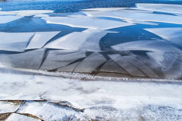 Тающий Лёд Весенний Дрейф Льда Реке Крупный План — стоковое фото