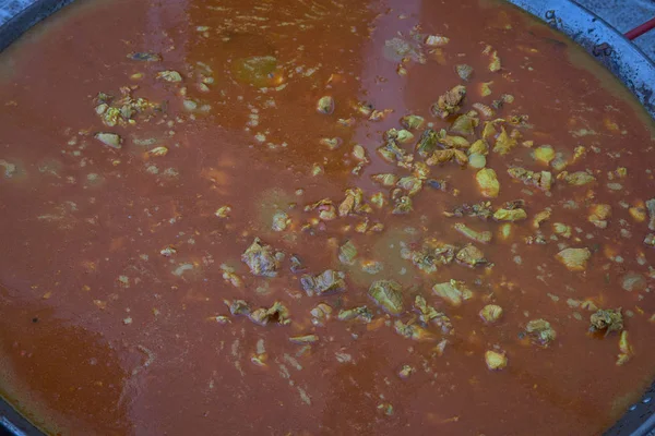 Big paella of chicken home made — Stock Photo, Image