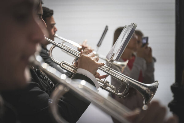 Trumpet man in holy week band
