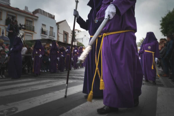 Procissão da Semana Santa (Semana Santa) em Marbella, Málaga na Espanha — Fotografia de Stock